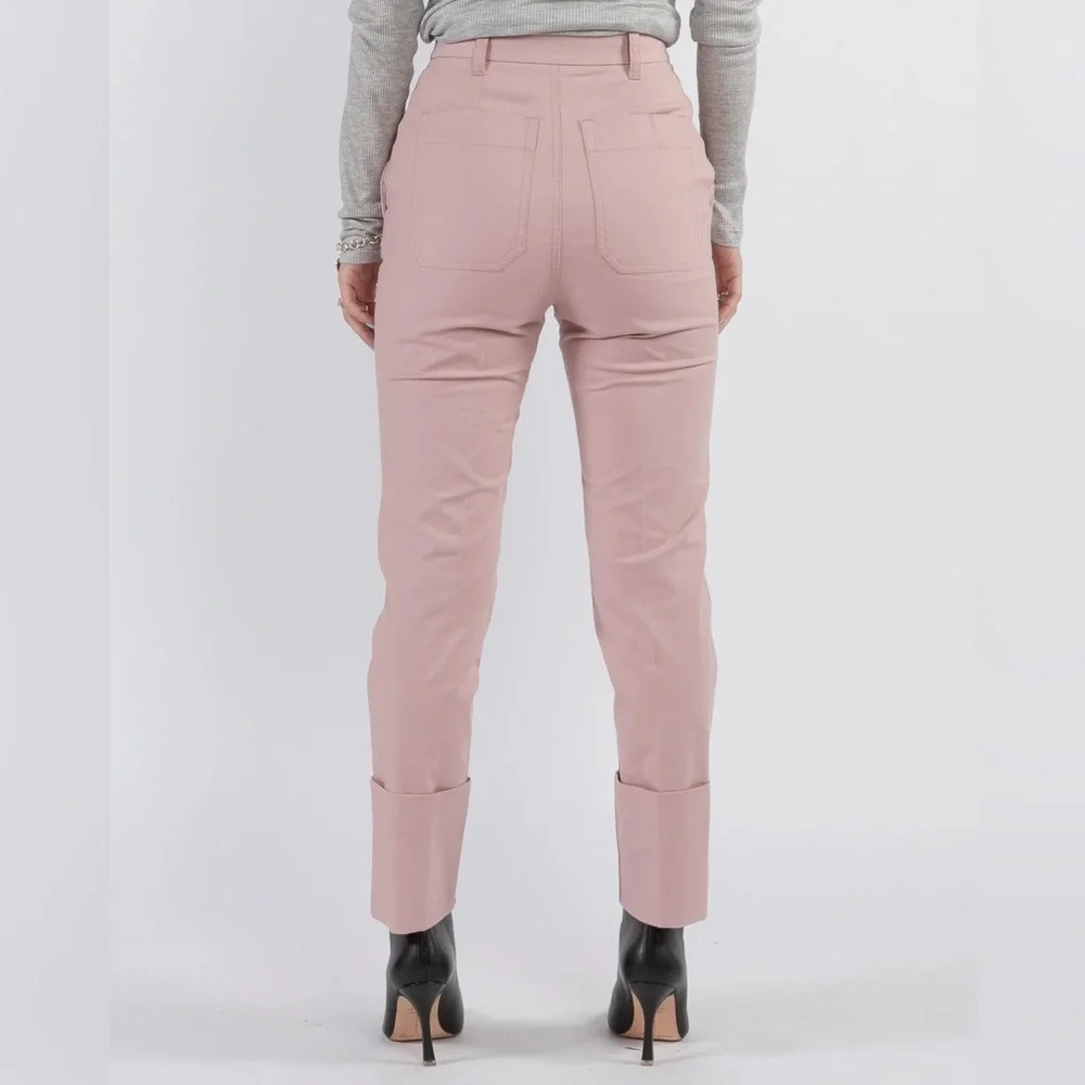 THE SCRIPT New With Tags Claudia Pants rose pink flat front straight leg linen 4